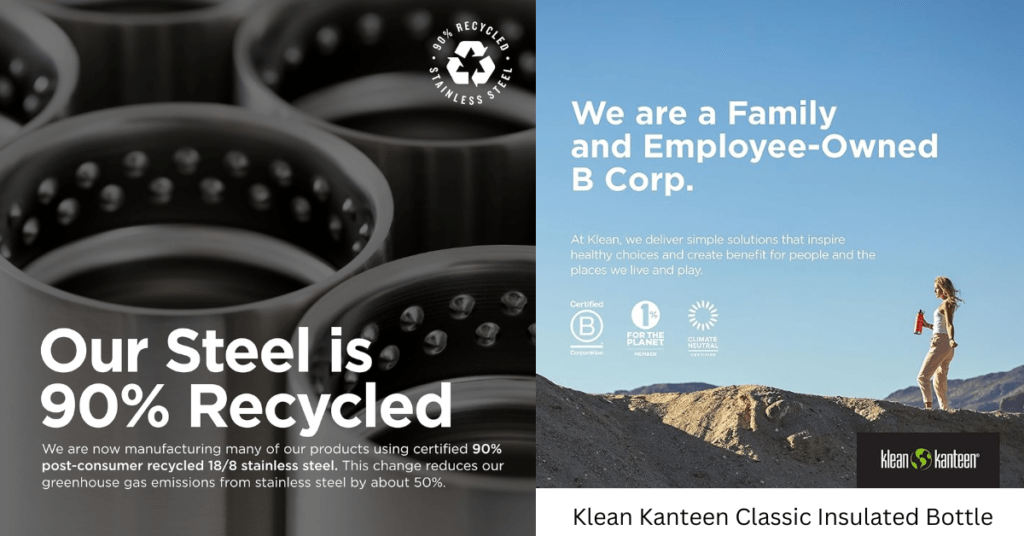 Klean Kanteen Classic Insulated Bottle, A Sustainable and Reliable Hydration Solution with 90% recycled steel