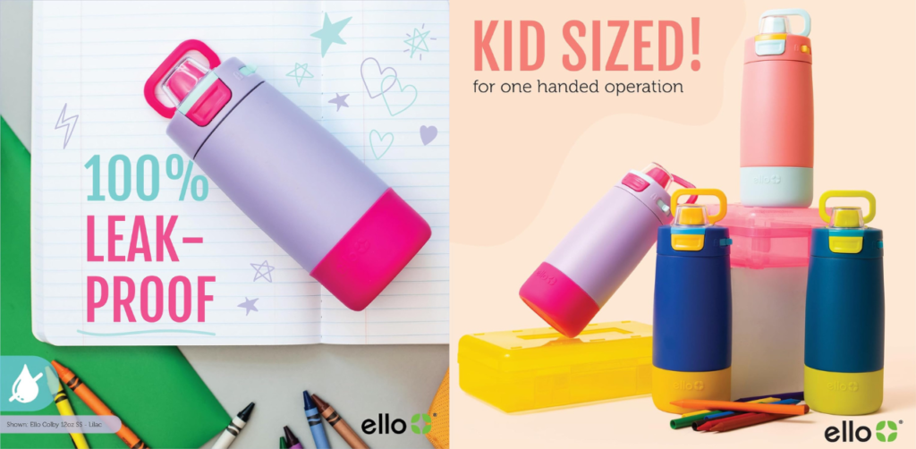 Ello Kids Colby 12oz Stainless Steel Insulated Water Bottle of 3 different colors