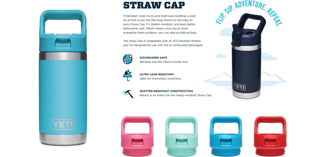 YETI Rambler Jr. 12 oz Kids Bottle with lids of different colors