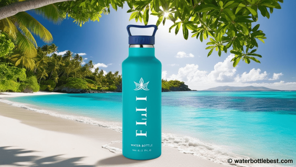 Fiji Water Bottle with beautiful landscape